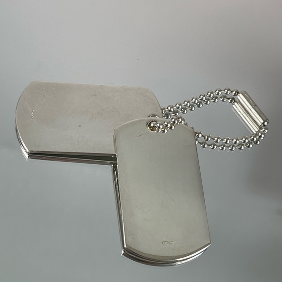 GUCCI Double Dog Tag Silver 925 Ball Chain Necklace Top Charm - Picture 7 of 9